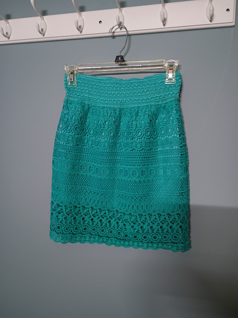 Women's Teal Crochet Lace Skirt